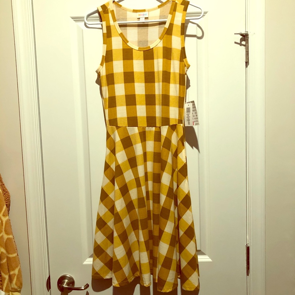 Lularoe Nicki dress, small, NWT, yellow plaid